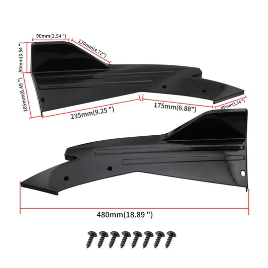 Rear Bumper Lip Splitter Universal Car Side Fender Fins Body Lip Spoiler Chin Skirt Protector 2pcs Rear lip wrap angle splitters