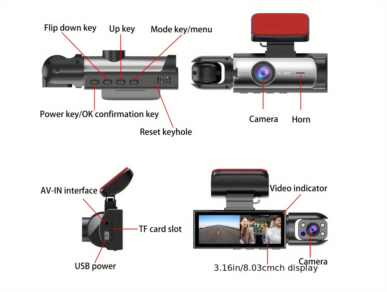 Dual Camera, Dash Cam for Cars