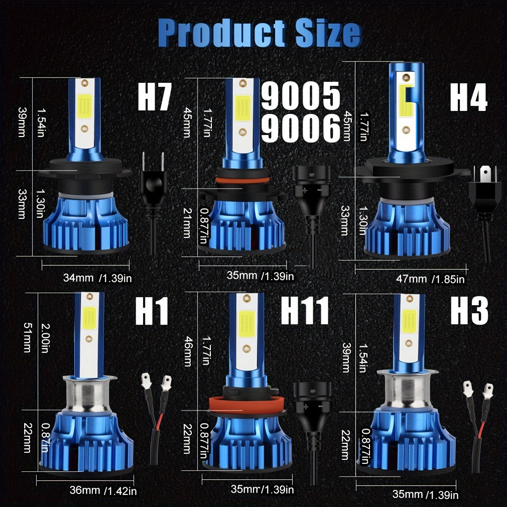 TOAUTO 2pcs 72W LED Headlight Bulb T7 H4 H7 H11 9005/HB3 9006/HB4 H1 H3 Hi/Low Beam Led Lamp