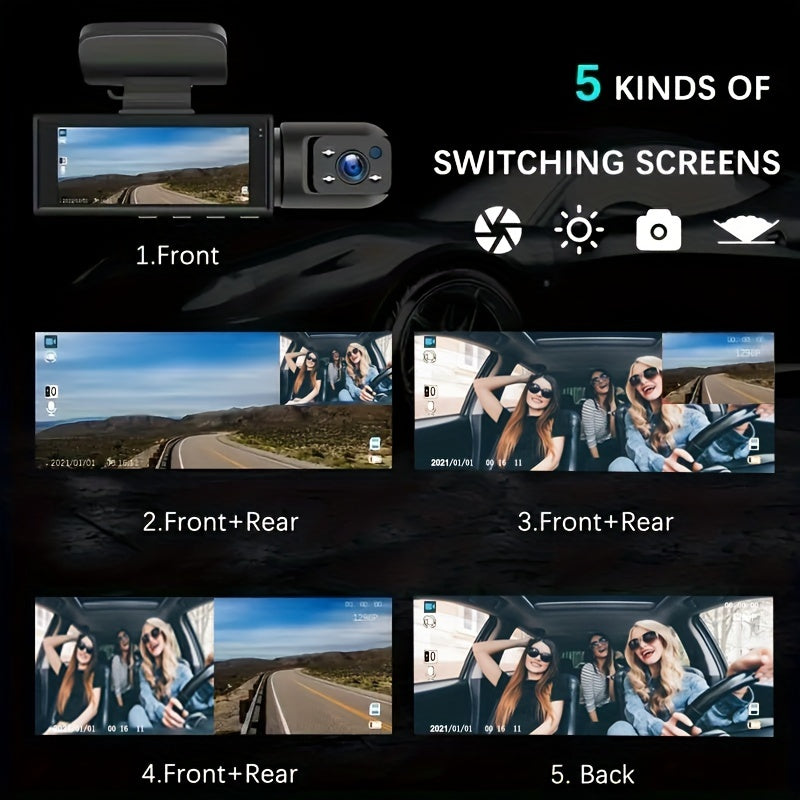 1080P Dual Camera Dash Cam For Cars With IR Night Vision