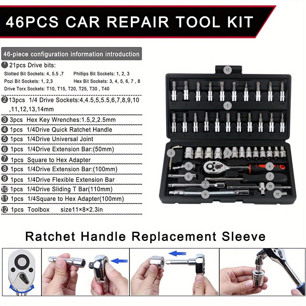 46pcs Car Repair Tool Kit