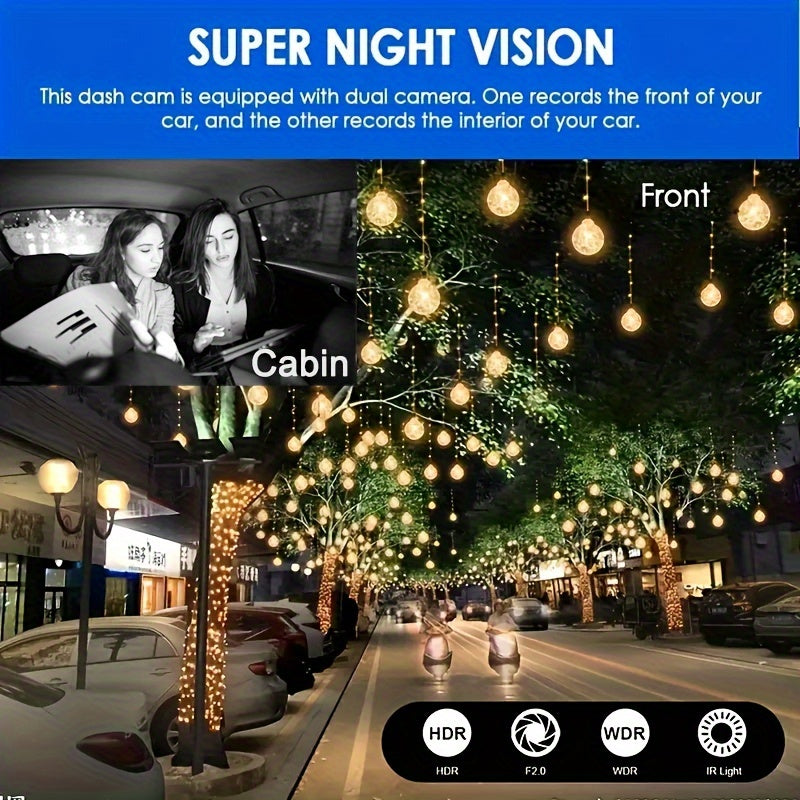 1080P Dual Camera Dash Cam For Cars With IR Night Vision