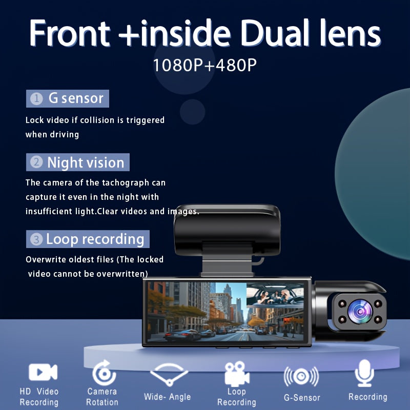 Dual Camera, Dash Cam for Cars