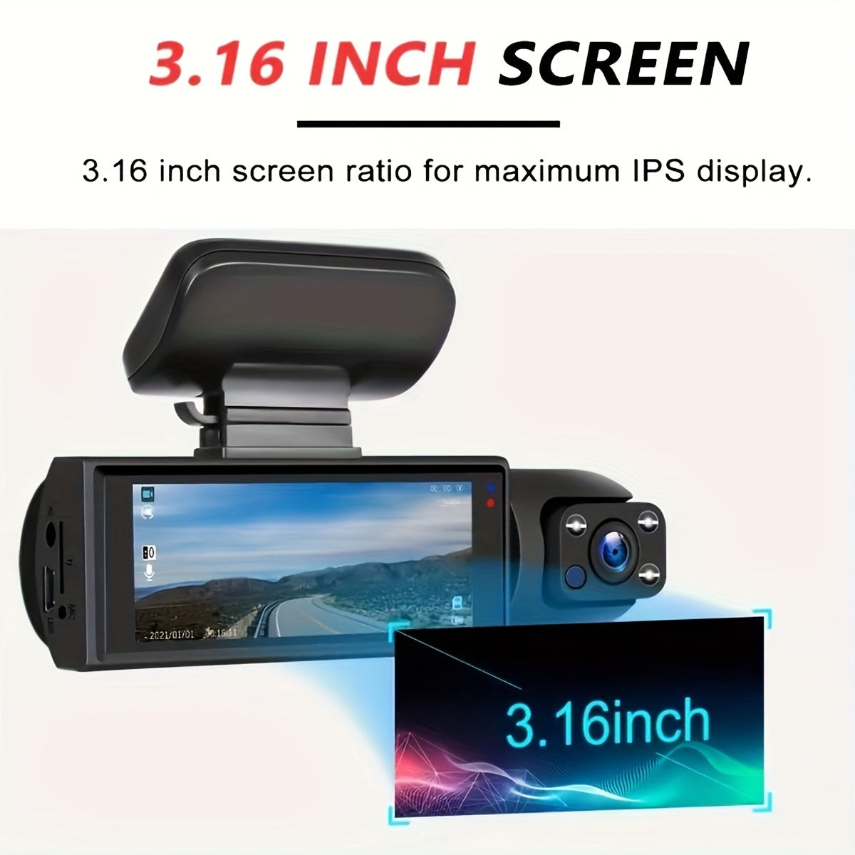 1080P Dual Camera Dash Cam For Cars With IR Night Vision