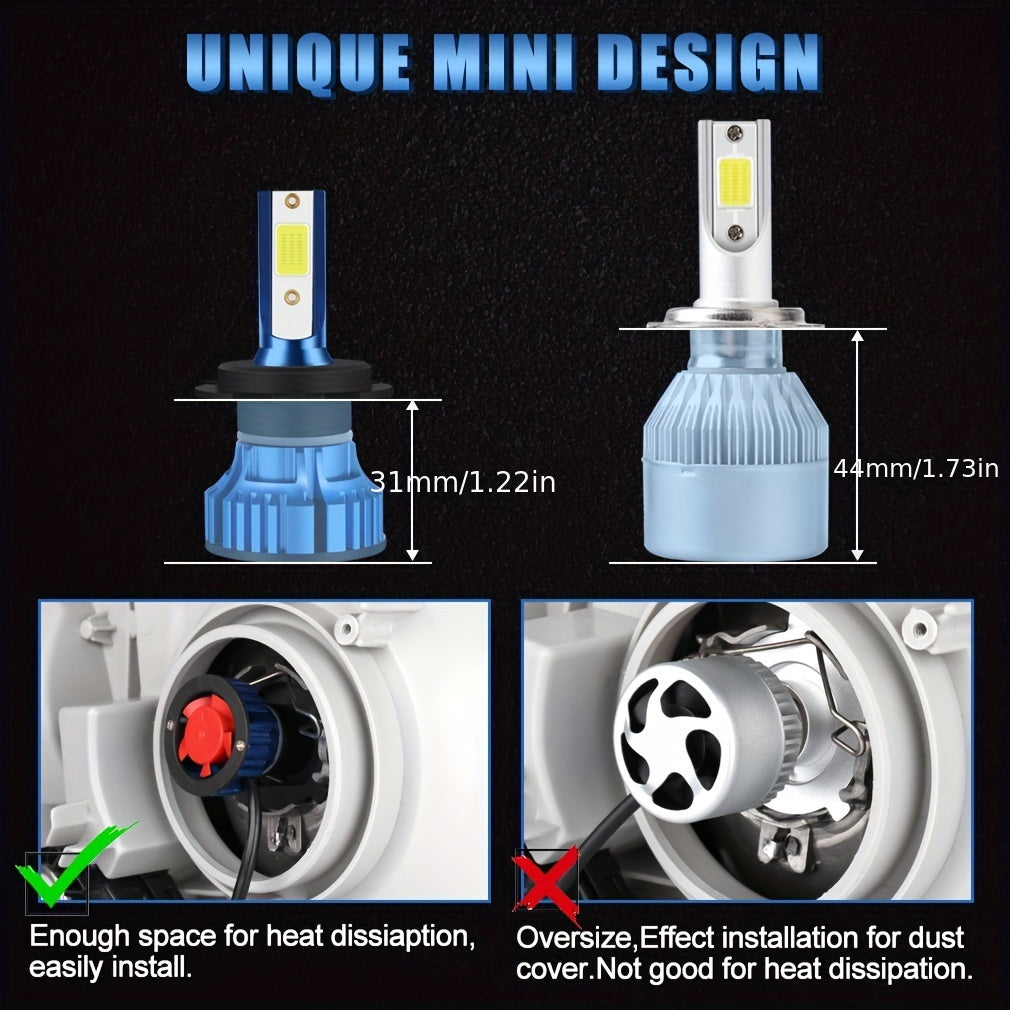 TOAUTO 2pcs 72W LED Headlight Bulb T7 H4 H7 H11 9005/HB3 9006/HB4 H1 H3 Hi/Low Beam Led Lamp