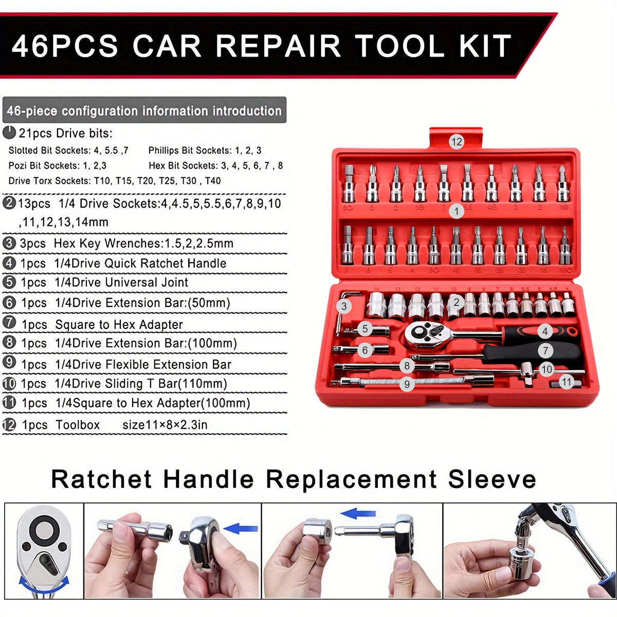 46pcs Car Repair Tool Kit