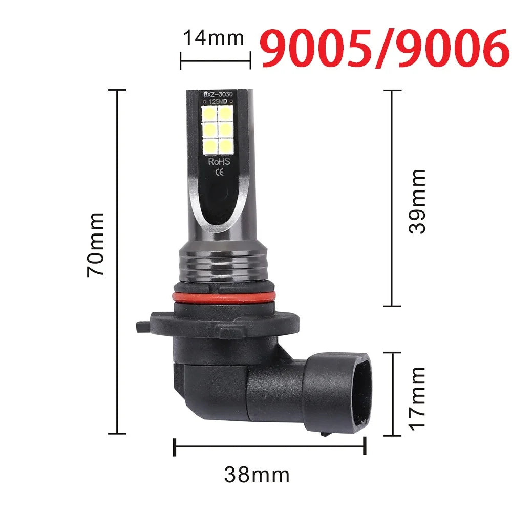 2Pcs H8 H11 LED Bulb H16 JP 9005 HB3 9006 HB4 Led Lamp