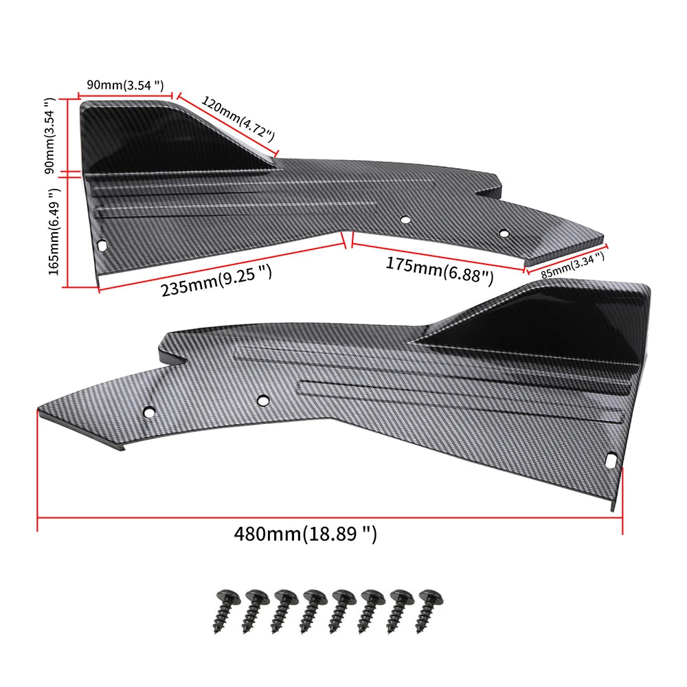 Rear Bumper Lip Splitter Universal Car Side Fender Fins Body Lip Spoiler Chin Skirt Protector 2pcs Rear lip wrap angle splitters
