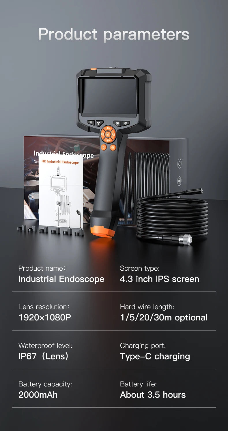 Endoscope Camera with 4.3 Inch IPS HD Screen