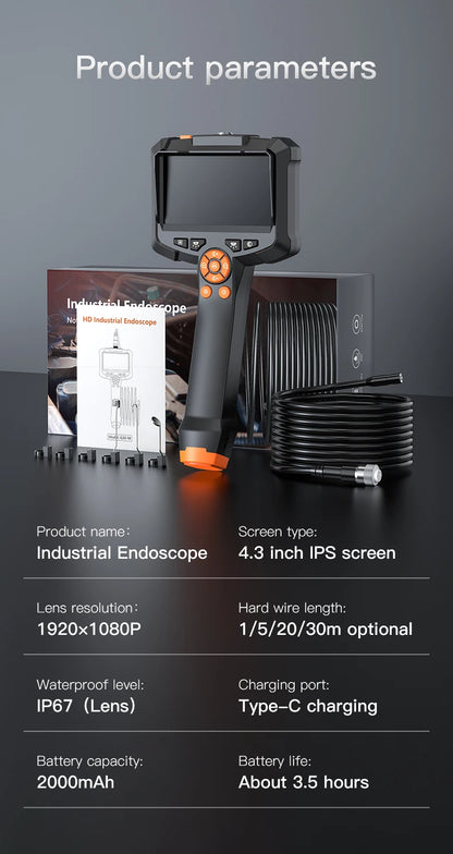 Endoscope Camera with 4.3 Inch IPS HD Screen