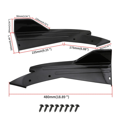 Rear Bumper Lip Splitter Universal Car Side Fender Fins Body Lip Spoiler Chin Skirt Protector 2pcs Rear lip wrap angle splitters
