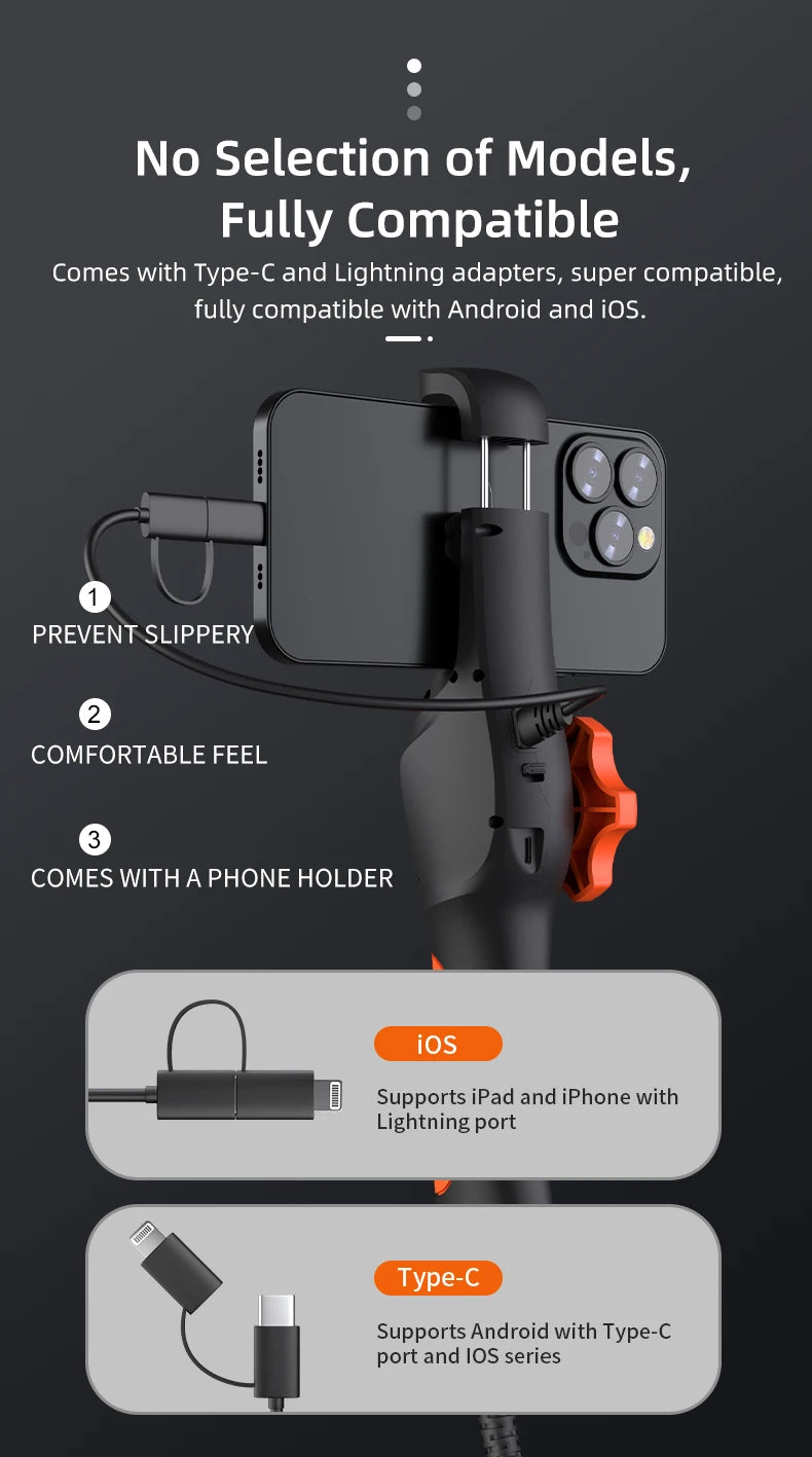 Dodosee 360° Two-Way Type-C Articulating Endoscope HD Camera