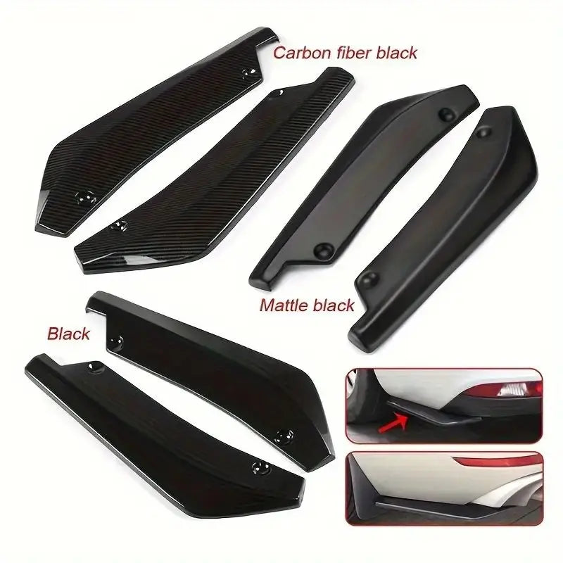 2PCS Universal Car Rear Bumper Lip Diffuser Splitter - Durable Scratch Guard & Stylish Rear Corner Enhancement - Easy Installati