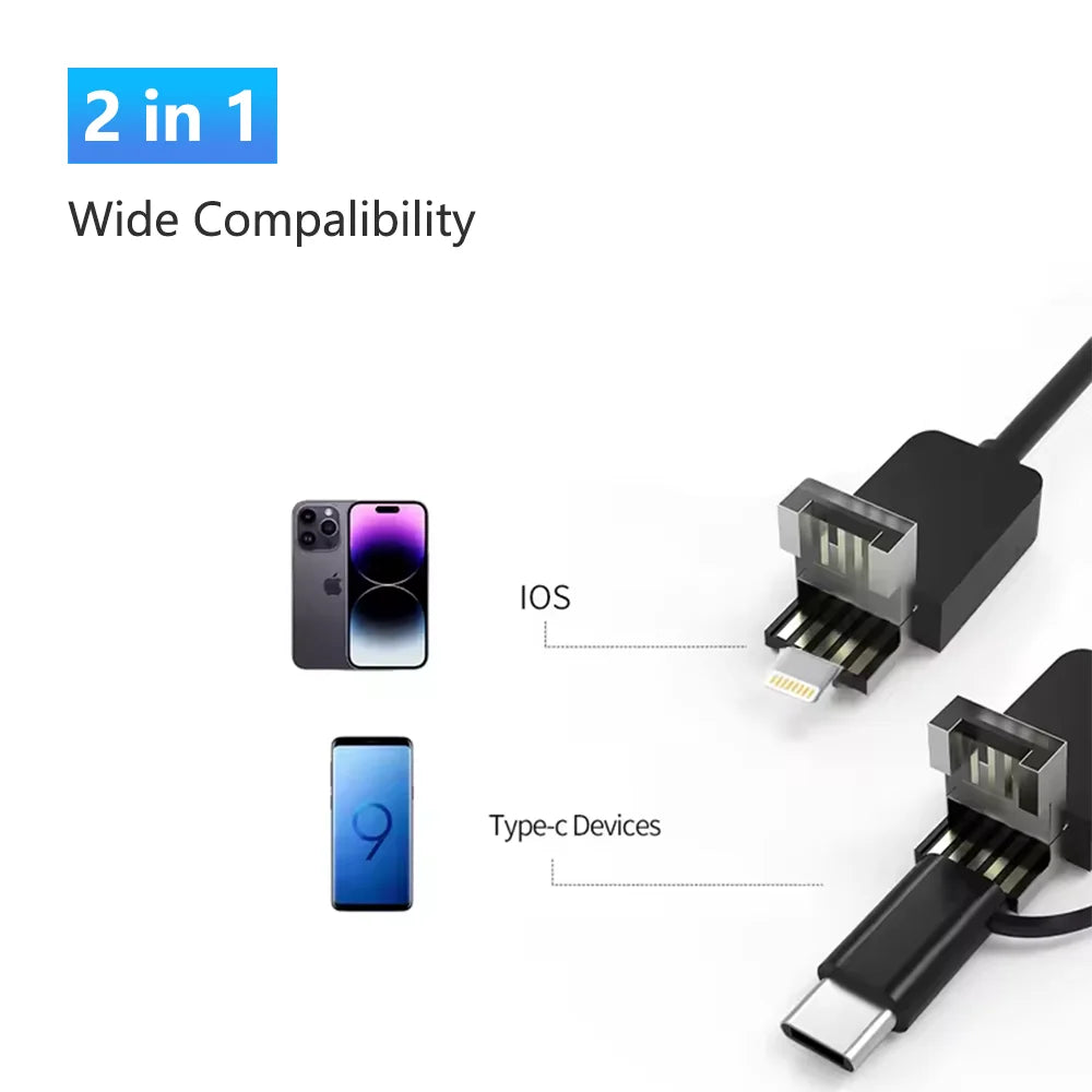 Dodosee 360° Two-Way Type-C Articulating Endoscope HD Camera