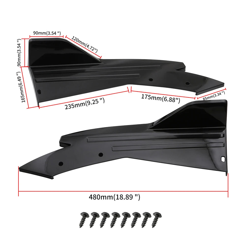 Rear Bumper Lip Splitter Universal Car Side Fender Fins Body Lip Spoiler Chin Skirt Protector 2pcs Rear lip wrap angle splitters