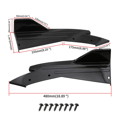 Rear Bumper Lip Splitter Universal Car Side Fender Fins Body Lip Spoiler Chin Skirt Protector 2pcs Rear lip wrap angle splitters