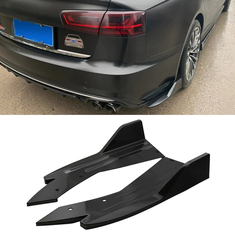 Rear Bumper Lip Splitter Universal Car Side Fender Fins Body Lip Spoiler Chin Skirt Protector 2pcs Rear lip wrap angle splitters