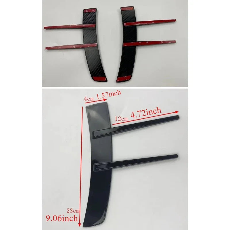 2pcs Front Bumper Vent Sticker Car'S  Door Side Modification 23cm/9.06inc Model Duck Type Splitter A Set Currency Exterior Parts