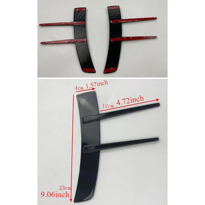 2pcs Front Bumper Vent Sticker Car'S  Door Side Modification 23cm/9.06inc Model Duck Type Splitter A Set Currency Exterior Parts