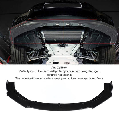 3pcs Car Front Bumper Lip Splitter Kit Gloss Black High Toughness Universal Front Spoiler Body Kit