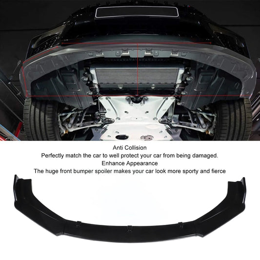 3pcs Car Front Bumper Lip Splitter Kit Gloss Black High Toughness Universal Front Spoiler Body Kit