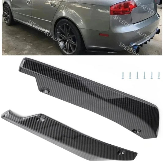 Car Rear Bumper Lip Splitter Diffuser for A3 A4 A5 A6 A7 B8 S3 Scratch Protector Spoiler Extension Winglets Side Skirt Black